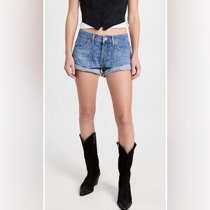 Beginner's Luck Slouchy Roll Cuff Denim Shorts in Felicity Wash
